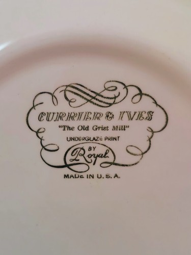 7 Currier & Ives Blue by Royal Dinner Plates The Old Grist Mill Snow Horse House - 第 3/3 張圖片