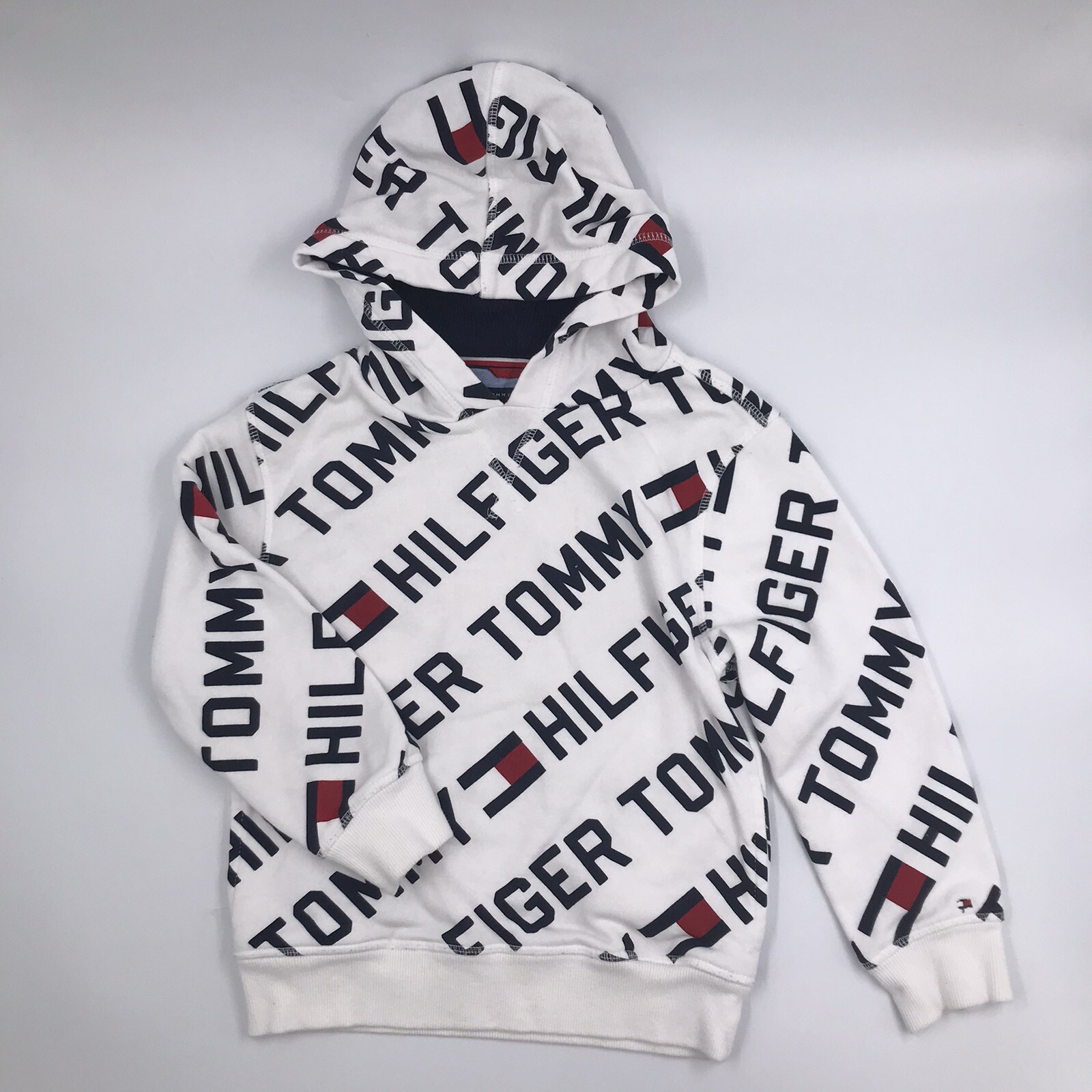 Tommy Hilfiger White All Over Print Hoodie Youth Size S Retro Style  Sweatshirt | eBay