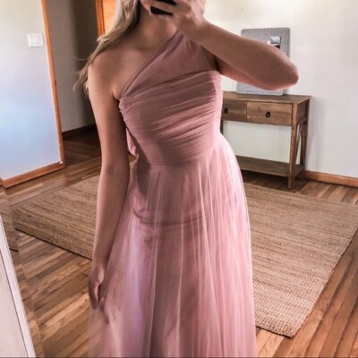 Jenny Yoo Collection Chiffon One Shoulder Adjustable Tie Back Bridesmaid  Dress 8 | eBay