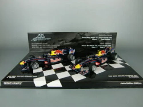 Minichamps 1/43 Red Bull RB6 Vettel Webber 2010 F1 World Champion Car Set 2640 - Image 3 of 3