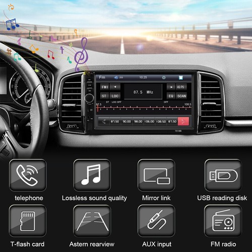 7" Car Stereo Radio For Apple/Android Bluetooth Player Touch Screen Double 2Din - Picture 2 of 16