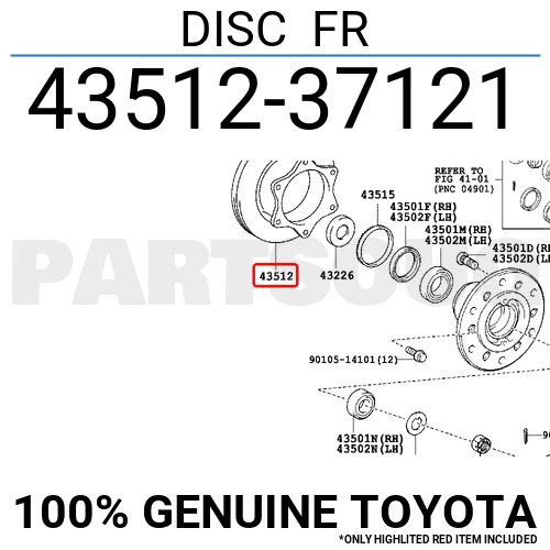 4351237121 Genuine Toyota DISC FR 43512-37121 | eBay