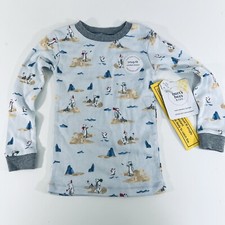 Burt  s Bees Kids Pajama Top Size 2T Bear Snowball Cotton Long Sleeve Fitted-NEW