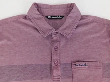 Travis Mathew Mens Lightweight Brushed Purple Pocketed Polo Golf Shirt Large