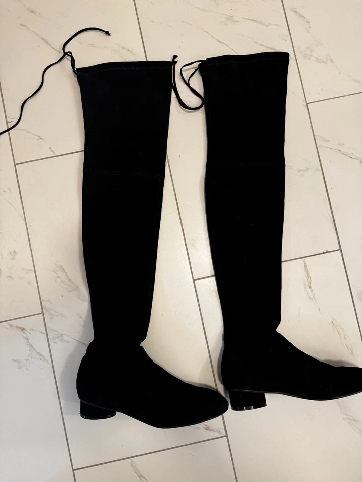 Botas Stuart Weitzman de gamuza elástica sobre la rodilla talla 9,5 originalmente $850 Foto 2 de 4