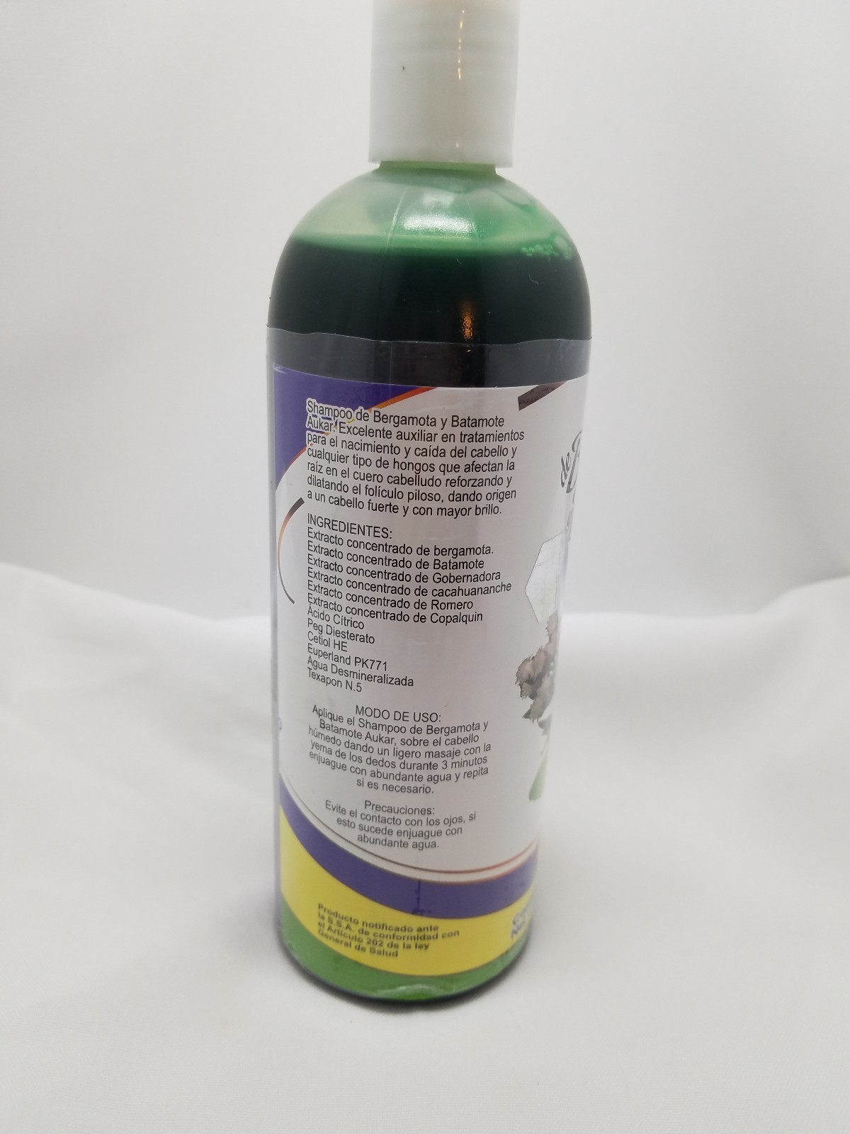 Champú de Bergamota y Batamote Aukar, 500 ml/17,63 Fl Oz. Champú de