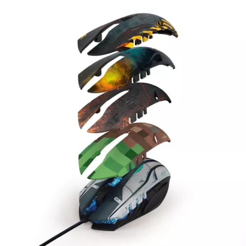 uRage USB Gaming Mouse Morph Souris Wechselcover Illuminé Optique Câble 6 Clés