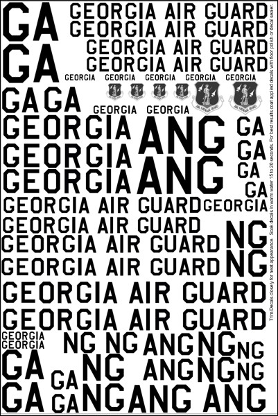Georgia Air Guard Decals 1/32 1/48 1/72 F-4 C-130 F-105 F-15 F-86 P-51 C-97 ANG