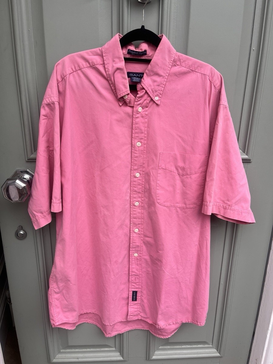 GANT Shirt Mens Pink Peaches Poplin Short Sleeve Xl B90 UK