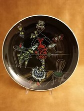 Grande piatto da parete, decoro a mano, anni 60