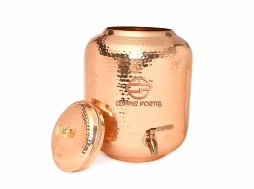 Premium Quality Matka/Vessel of Copper Water Pot Dispenser Jar Vessel Gift Set - Picture 2 of 7