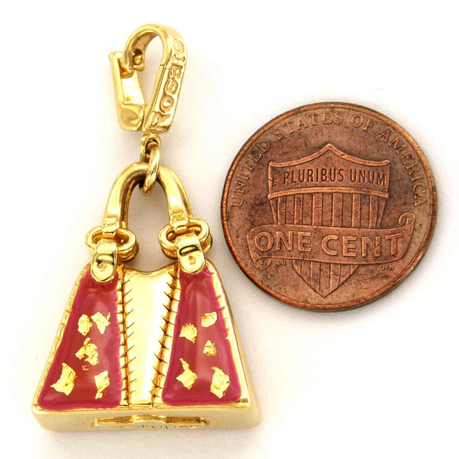 Rosato 18k charm ロサート 18カラット チャーム 18k 750 Real Yellow GOLD and ENAMEL 3d Purse Bag Rosato