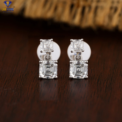 1.30 TCW Asscher Cut Labgrown Diamond  Stud 18k White Gold  Labstone
