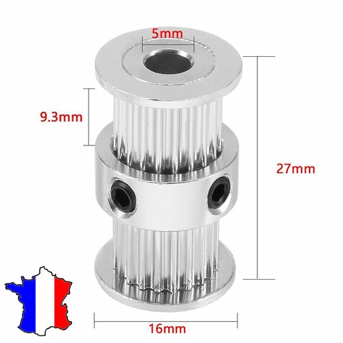 Double Poulie GT2 20 Dents Pour Axe 5mm Imprimante 3D CNC Double double-poulie-gt2-20-dents-pour-axe-5mm-imprimante-3d-cnc-double