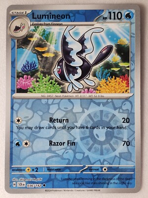 REVERSE HOLO Lumineon 036/142 NM/M Stellar Crown Pokemon Card