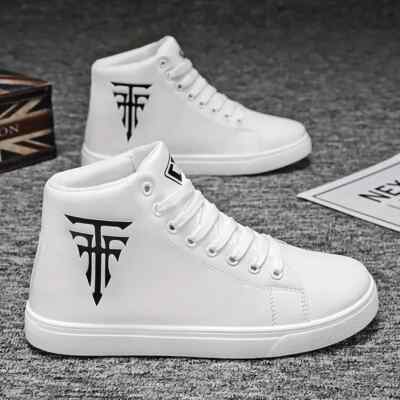 Men's High-Top Casual Sneakers Lace-Up, Non-Slip, Durable Skate Shoes for  All