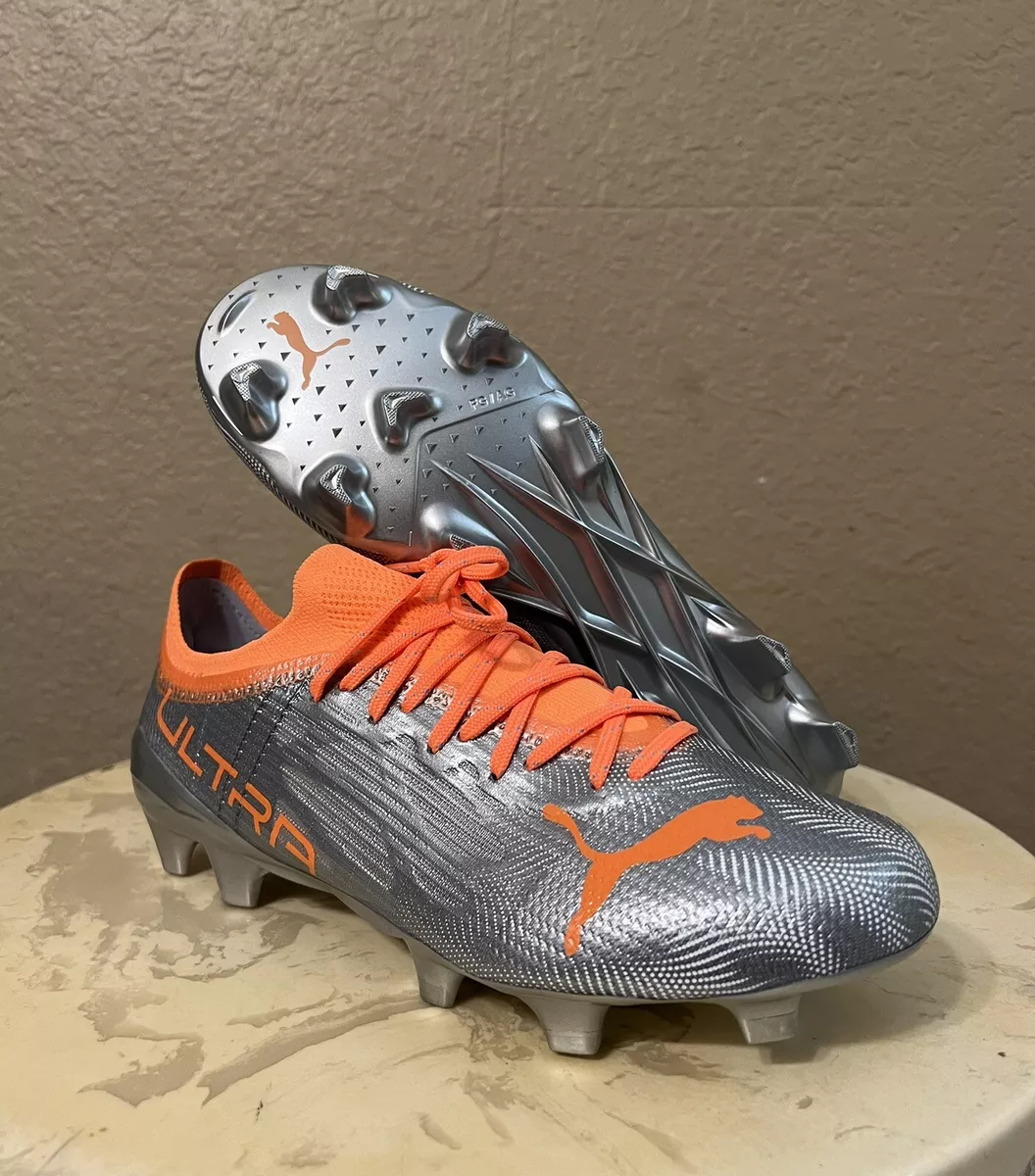 New Puma Ultra 1.4 FG/AG Silver/Orange Soccer Cleats  Men’s Sz  6.5