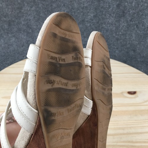 Sandali Easy Street donna 8,5 M cinturino bianco ecopelle zeppa casual perline - Foto 10 di 18