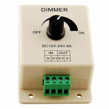 Manual Dimmer Switch for LED Strip Light, 12V 8A Mountable with Terminals