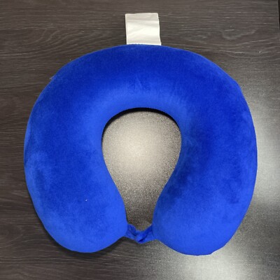Wolf Essentials Adult Travel Neck Pillow, Feather Soft 100% Polyester Royal Blue