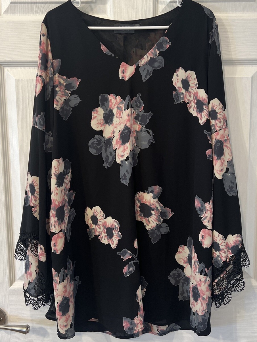ASTR the Label Womens Black Floral Dress Size Large