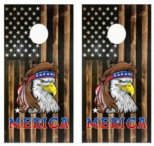 Merica Eagle Flag Cornhole Board Wrap LAMINATED Wrap Decal Vinyl Sticker 3952