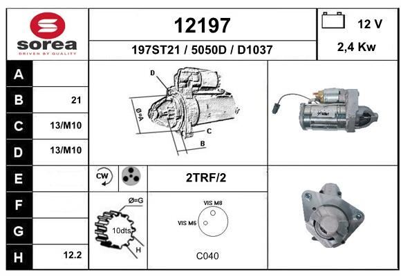 Démarreur pour Nissan Pathfinder 3.0 dCi et Navara NP300 - Pièce moteur 12V 2.2kW