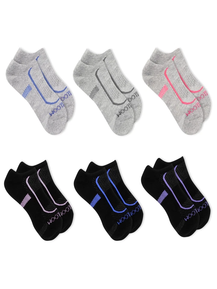 Calcetines para mujer Fruit of the Loom CoolZone de algodón acolchados sin show, paquete de 6 Foto 3 de 3