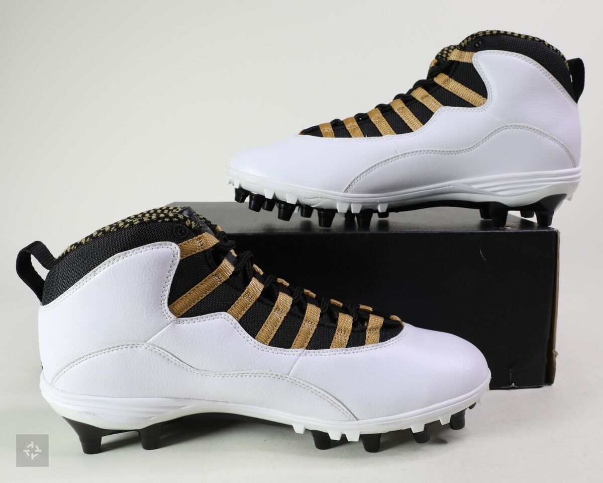 Nike Jordan 10 TD White Black Gold Football Cleats Size 10.5 Nike Jordan 10 TD White Black Gold Football Cleats Size 10.5