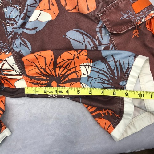 Joe Boxer Mens L Brown Orange Tropical Hawaiian Hibiscus Swim Skate Board Shorts - Picture 11 of 13