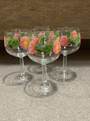 Franciscan Desert Rose Stemmed Goblets Water Wine Glasses Tall Set of 