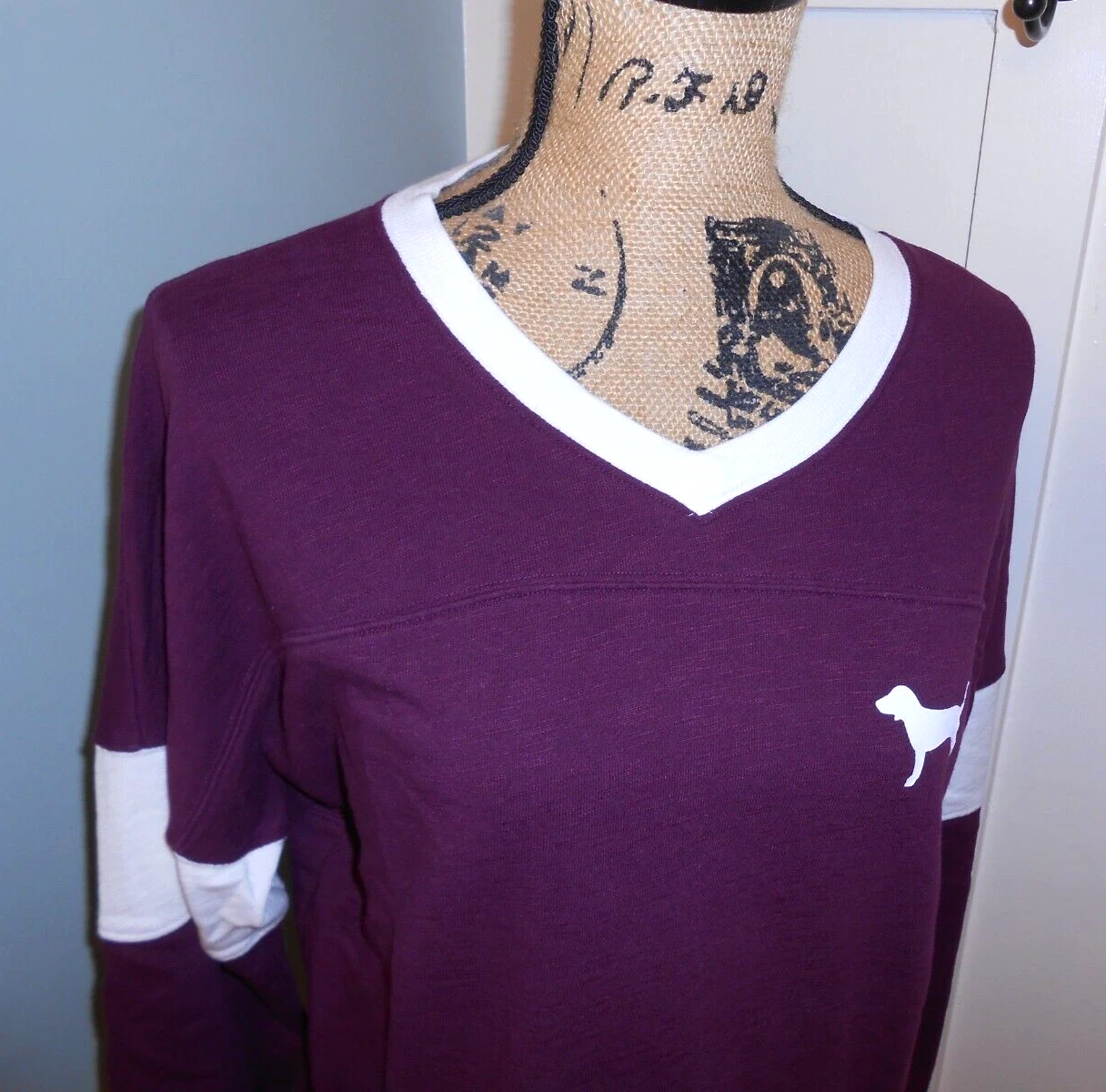 victoria-secret-vs varsity rainbow dog v-neck sweatshirt
