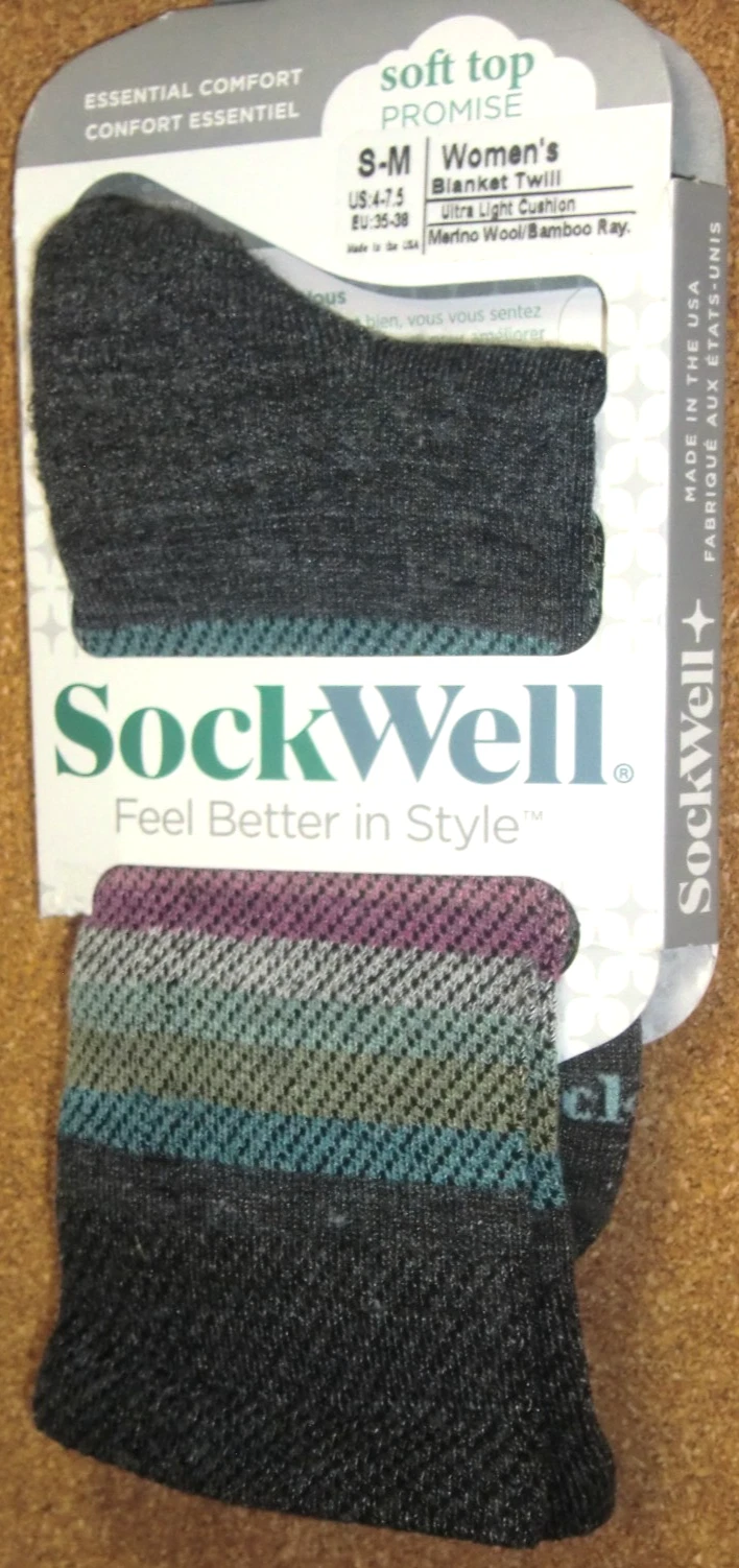 Sockwell Women's Blanket Twill | Essential Comfort Socks S-M (4-7.5) Charcoal