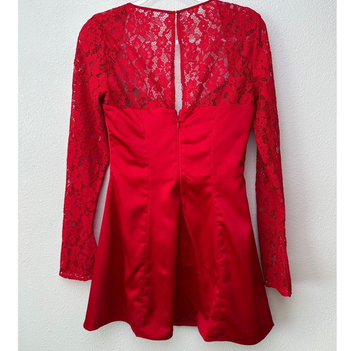 NWT House of CB Jennica Red Lace Bustier Satin Mini Dress M