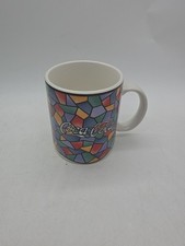 Coca Cola Coffee Cup Mug 14oz Colorful Mosaic Stained Pattern By Gibson 1996