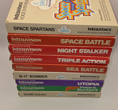 Mattel Electronics Intellivision Game Lot w/ Manuals, Overlays & Voice Module