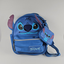 Disney Stitch Blue Mini Backpack Coin Purse- PU Faux Leather 11" Bag