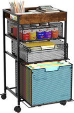 4-Tier Rolling File Cart with Drawers - Mobile Office Storage Organizer