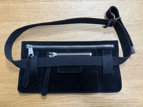 Ceinture réglable Dior Homme en daim noir pochette taille 27 cm x 14 cm neuve