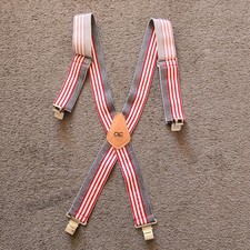 CUSTOM LEATHERCRAFT CLC Suspenders Mens Red White Blue Patriotic Adjustable