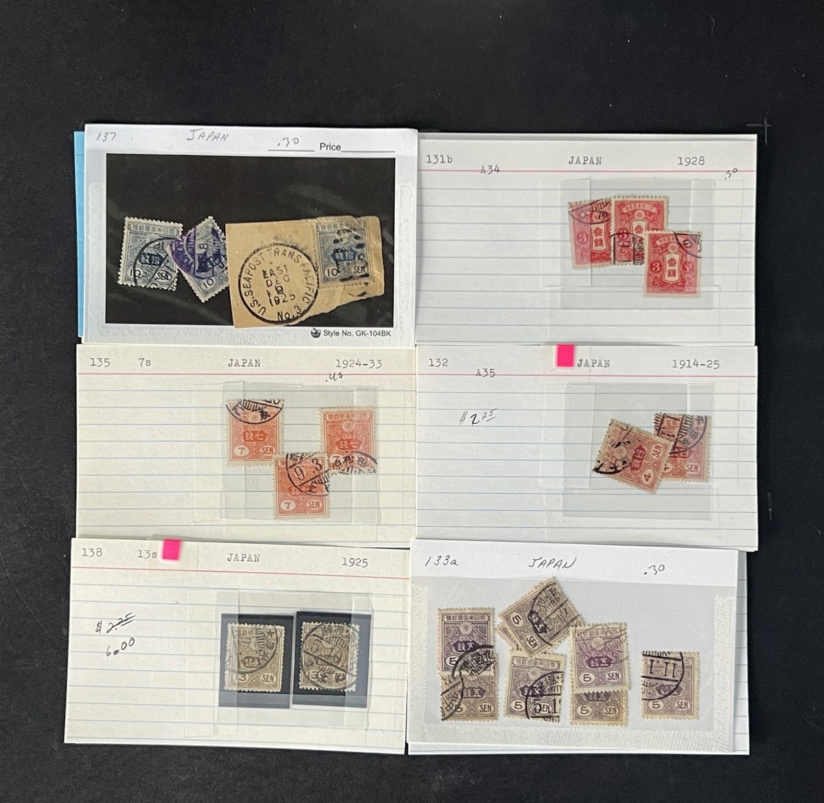 Japan Stamp Collection on Dealer Cards $649 Catalog Value ZAYIX