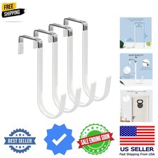 Over the Door Hooks, Single-Hanger 4 Pack, Fits Doors 1 3/8" White Heavy Du...
