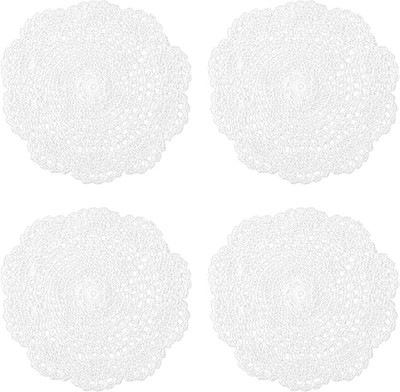 White Vintage Crochet Doilies 8 Inches round Cotton Handmade Lace Placemats Craf