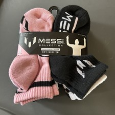 Messi Collection Kids Quarter Socks 6 Pairs Cushioned Cotton Size 7-10