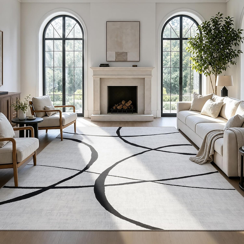 8X10 Washable Modern Abstract Black White Area Rug 711181894127| eBay