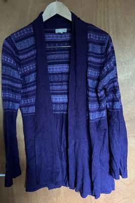 Bald lila Fair Isle Stil Wasserfall Strickjacke Größe 16