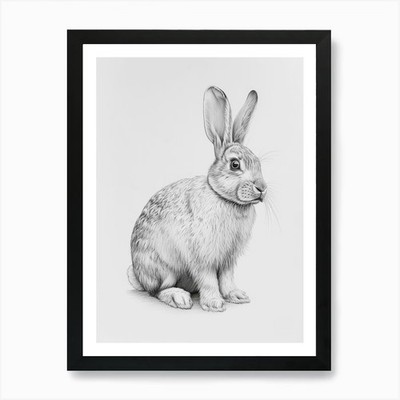 American Fuzzy Rabbit Zeichnung 2 Kunst gerahmtes Wandbild Poster Leinwanddruck Bild