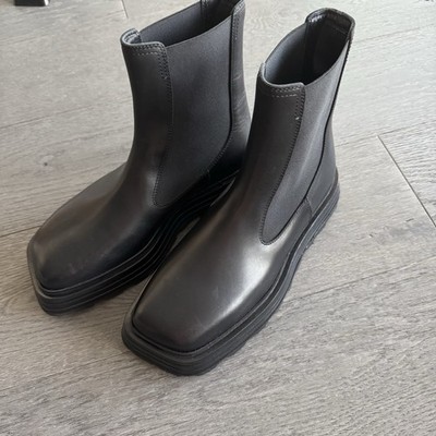 Jil Sander Men Black Leather Chelsea Boots 41