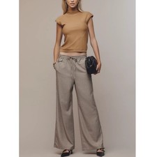 Maeve Anthropologie NWT The Brooklin Tie-Front Menswear Pull-On Pants Brown XS