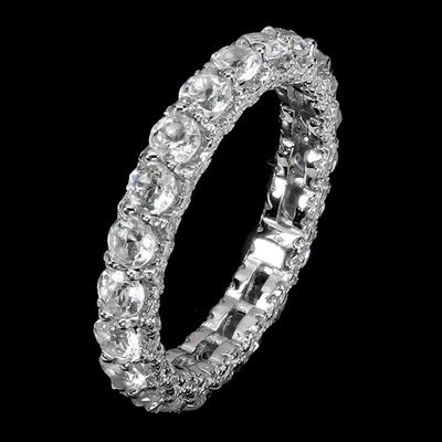 925 Silberring Rund Aquamarin 3mm Natürlicher Edelstein Ringgröße 7 - Bild 1 von 4